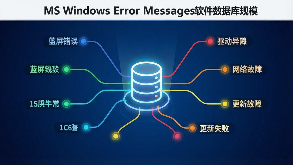 һ��չʾMS Windows Error Messages�������ݿ��ģ��ʾ��ͼ�����������Ϣͼ�����������һ����������ݿ�ͼ�꣬��Χ�����������ɫ���������Ų�ͬ���Ĵ�������ǩ����ǩ�Ϸֱ�д��