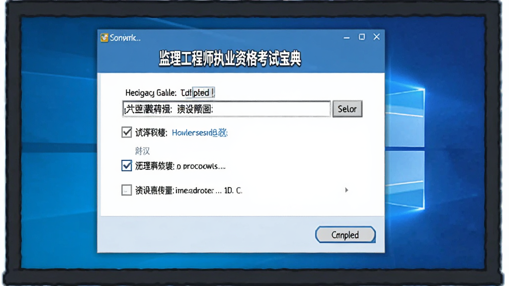 һ�š���������ʦִҵ�ʸ��Ա��䡱��Windows�����ϵİ�װ�򵼽�ͼ���廭����Ļ��ʾ��װ·��ѡ���������ɰ�ť���Ա��й�ѡ�����ʾ���֣������࣬��ɫ���ף������������޶���Ԫ��
