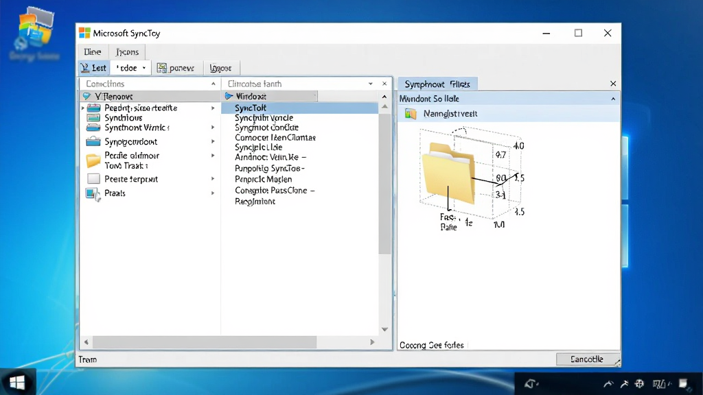 һ��չʾ Microsoft SyncToy ���������ͼƬ���������������������ڣ������ʾͬ�������б����Ҳ���ʾ�ļ���ѡ�����򣬴��ڲ��� Windows ����ǳɫ���⣬�����Ǽ������滷����������ɾ����࣬ϸ�����������ʸ��壬�޶���Ԫ��