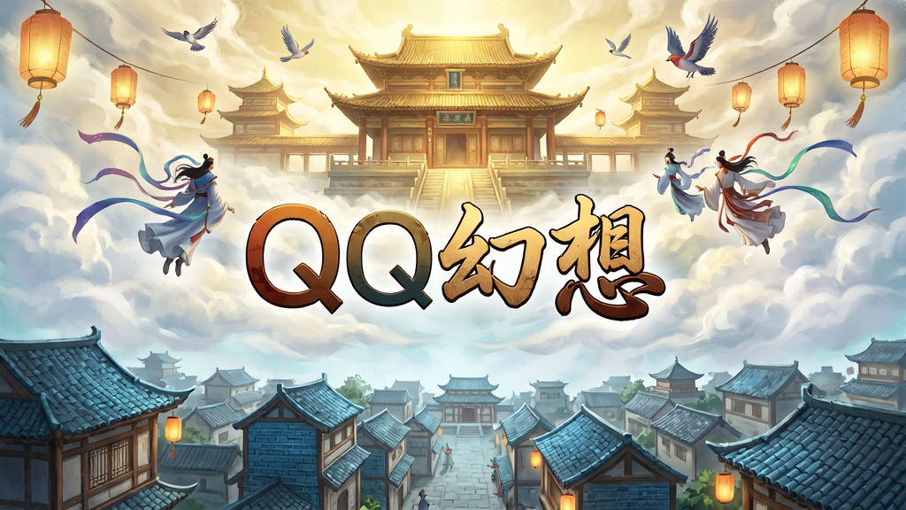 QQ���붫��������۳���ͼ����������Ϊ�������Ƶ��칬���˼���򽻽紦�����ֲ������·ֲ㹹ͼ���Ϸ�Ϊ��ɫ��罨�����·�Ϊ��ש���ߵĹŴ������Ű�����ͻ����QQ���롱�����֣����Ϊ���ù���廭��ϸ�ڰ�������Ʈ�������������񣬻��ʸ��壬�ɾ����޶���Ԫ��