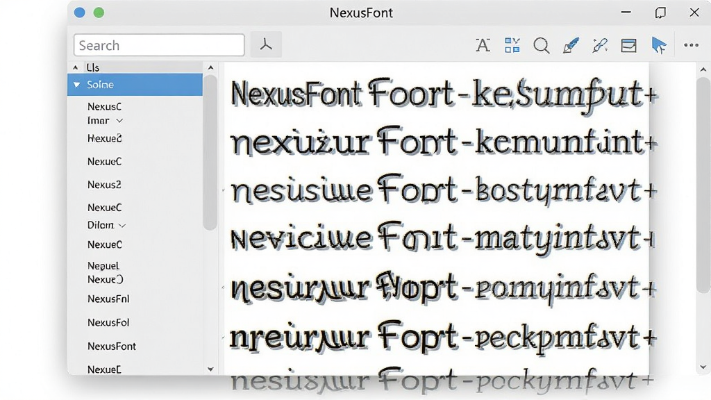 һ�ż�����������չʾͼ������������ NexusFont �������ڣ������ʾ��������б����Ҳ�չʾ��������Ԥ��Ч����������������͹��������������ǳ��ɫ����ɫ������ִ���ƽ����񣬽���ɾ����࣬ϸ�����������ʸ��壬�޶���Ԫ��