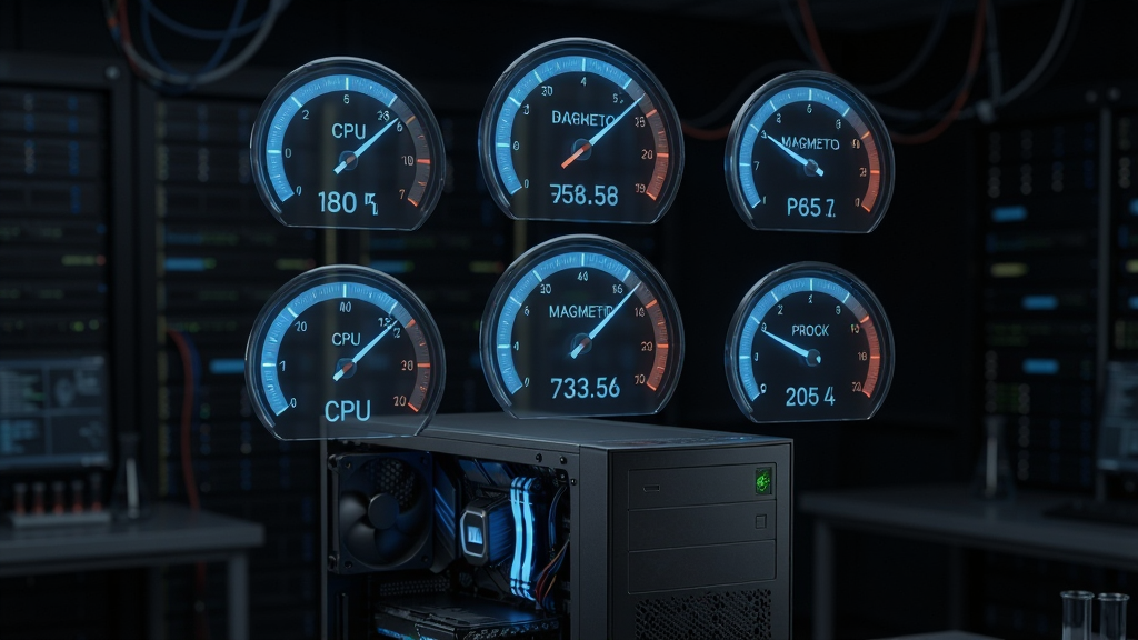 Fresh Diagnose ���ܲ��Գ���������������һ̨���������������Ϸ������Ŷ����͸�����Ǳ��̣��ֱ���ʾ CPU ���ܡ��ڴ�����������ٶȺ��Կ��������Ǳ���ָ��ָ��ͬ�̶ȡ�����Ϊ�������У����Ϊдʵ�Ƽ��磬ϸ�ڰ����Ǳ��̴�����ɫ��������ֶ���������Ϊ��ɫʵ���һ��������ʸ��壬�ɾ��޶���Ԫ�ء�