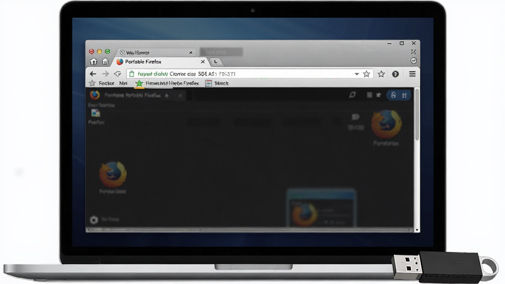 ��ͼչʾһ̨�ʼǱ�������Ļ��������Portable Firefox��������棬����������ʾ��ַ�����ǩҳ���Ա߷���һ��U�̣����沼�ֲ��þ��й�ͼ�����������ռ�ݻ������壬U��λ�����½ǣ����Ϊ�ִ��Ƽ���дʵ���ϸ�ڰ��������ͼ�ꡢ��ǩҳ����ǩ����Ԫ�أ����������ɾ��޶���Ԫ��