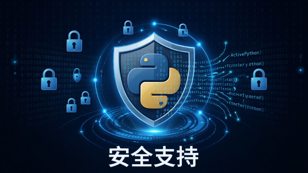 ActivePython ��ҵ����ȫ��������ͼ������Ϊ����ͼ���� Python ��������ϣ����ֲ������ķ���״�Ű棬���Ϊ�Ƽ��а�ȫ�磬ϸ�ڰ�������ͼ�ꡢ�����ƴ��뱳������ɫ���Σ����ʸ���ɾ���ͼƬ����������Ϊ 