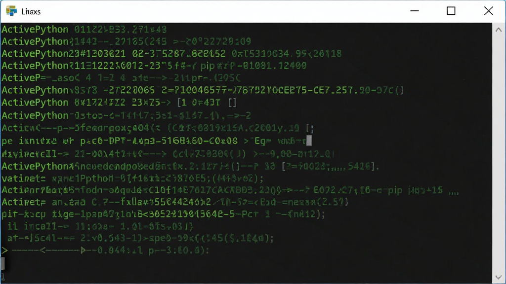 ActivePython �����в��������ͼ������Ϊ��ɫ�������ն˴��ڣ�����Ϊȫ��չʾ�����Ϊ���ͷ磬ϸ�ڰ�����ɫ�ַ���ʾ�� python �汾���� pip ��װ������ʸ���ɾ���ͼƬ����������Ϊ 