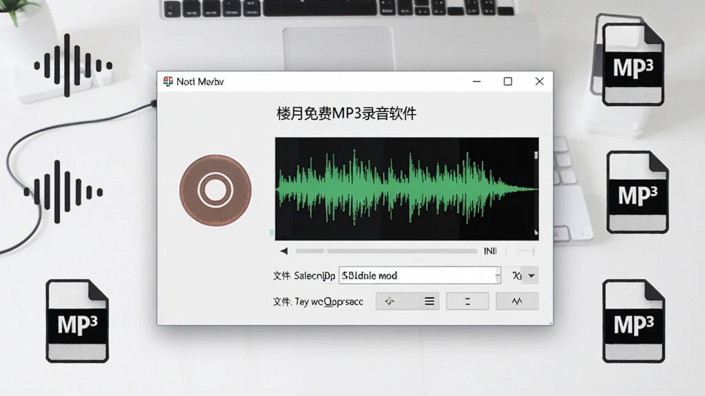 һ��չʾ¥�����MP3¼�����������ͼƬ���������������������ڣ�����¼����ť��������ʾ������ļ�����·�����ã�����Ϊ�ɾ���ǳɫ���棬��Χ����������ͼ���MP3�ļ�ͼ�꣬���������ִ��������������޶���Ԫ��