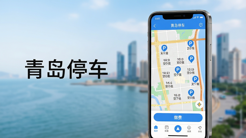 һ��չʾ�ൺͣ���ֻ�Ӧ�ý���ĳ���ͼ������Ϊһ�����������ֻ�����Ļ��ʾ�ൺͣ��APP��ҳ��ͼ���棬��ͼ�ϱ�ע�����ɫͣ����־�Ϳ��೵λ���֣��ײ��нɷѰ�ť�͵�����������Ϊ�ൺ���߳���������黯���������ֲ��þ��й�ͼ�ֻ���ƫ���Ҳ࣬������״����ü������ֱ���