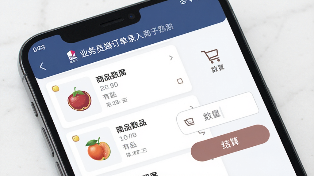 ��������-ҵ��Ա�˶���¼����棬����չʾ�ֻ���Ļ����Ʒ�б�������������Ա��й��ﳵͼ������㰴ť������ͻ���ֻ�����棬���ּ�࣬�����ˬ����ϸ�����������ʸ��壬�ɾ��޶���Ԫ��