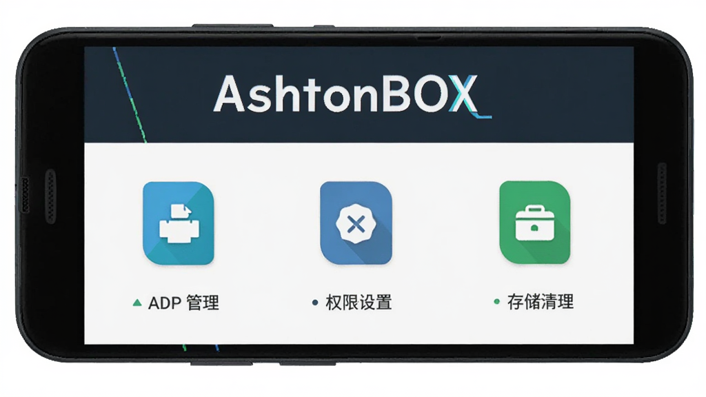 ����Ϊһ����׿�ֻ���Ļ����Ļ����ʾ AshtonBOX ���������棬�������Ӧ�ù�����Ȩ�����á��洢������ͼ�꣬���ּ���������Ű�Ϊ���½ṹ�����Ϊ�ִ��Ƽ��б�ƽ����ƣ�ϸ����ͻ���������ơ�AshtonBOX�����������ʸ��壬�ɾ����޶���Ԫ��