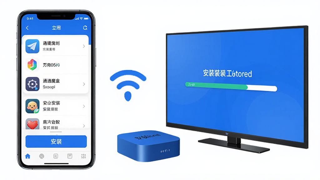 �ֻ�ͨ��ħ��Ӧ�ù�������չʾ���������ֻ�����Ӻ���ͨ��WiFi���ӣ��ֻ���Ļ����ʾ��Ӧ���б��Ͱ�װ��ť��������Ļ����ʾ��װ�������������������죬ɫ��������Ϊ�������������ɾ����޶���Ԫ��