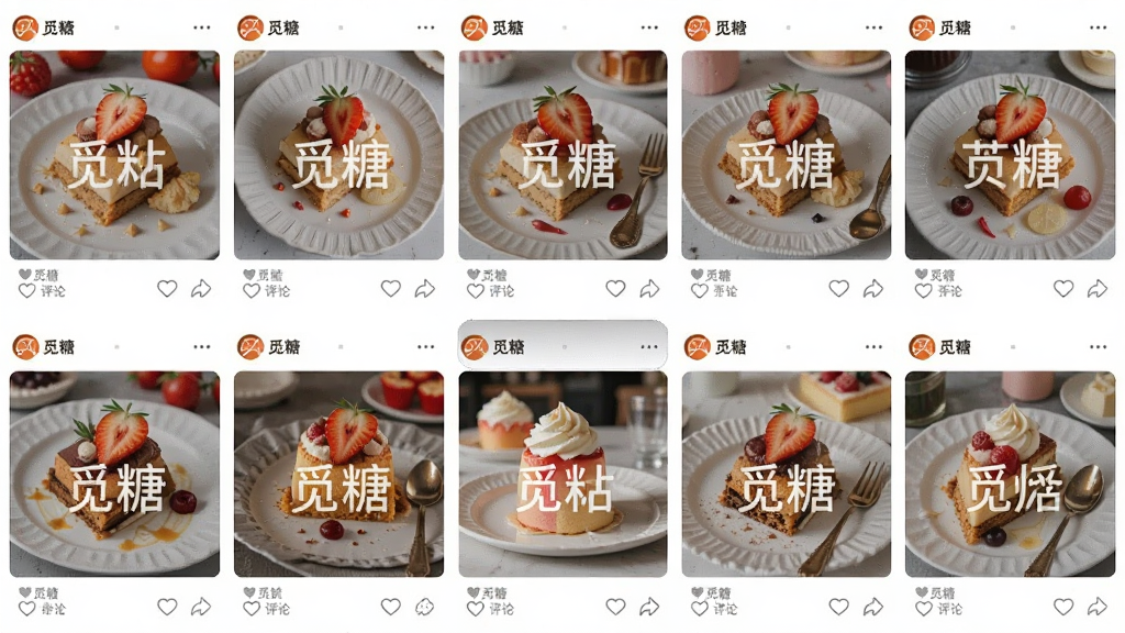 �����Ƕ���û�������Ʒ��̬��ƴ�����棬���ֲ�������״���У��Ű���ÿ�ſ�Ƭչʾ��ͬ����ƷͼƬ�ͼ�����֣����Ϊ������õ��罻Ӧ�ý�ͼ�磬ϸ���Ͽ�Ƭ���С����ǡ�ˮӡ�͵�������ͼ�꣬��������������ɾ����޶���Ԫ��