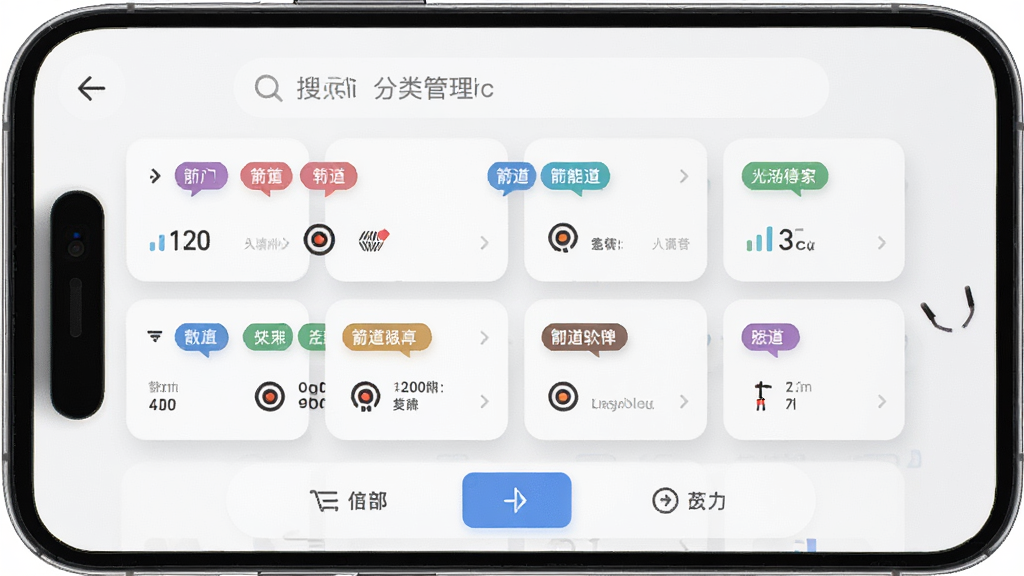 �����������ܷ���������棬����Ϊ�ֻ���Ļ��ʾ����Ӧ�÷������ҳ�棬����Ϊ�������������в�������࿨Ƭ����ӵײ�������ť���Ű澮�����������Ϊ���¼�Լ�磬ϸ�ڰ�����ɫ�����ǩ������ͳ��Сͼ�ꡢ�����Ӱ�����ʸ��壬�ɾ����޶���Ԫ��