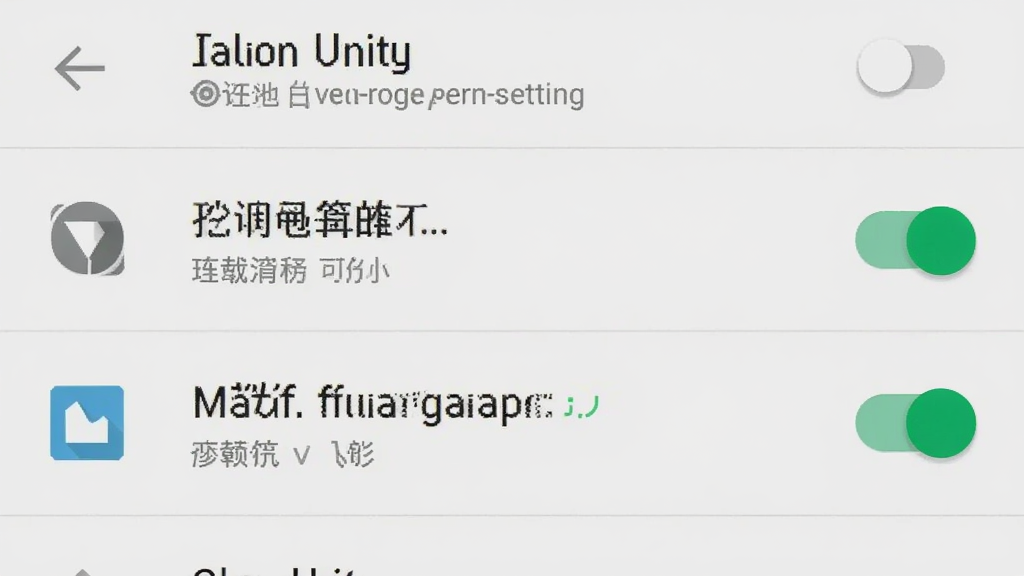 Glow Unity �ڰ�׿�ֻ��ϵ�Ȩ�����ý����ͼ��������ʾӦ��Ȩ�޹���ҳ�棬������Ȩ�����޸ı�ֽȨ�޿��ش��ڿ���״̬��������Ϊԭ����׿���÷�񣬱���Ϊǳ��ɫ��ϸ�ڰ���Ȩ��ͼ�ꡢ���ذ�ť�߹⡢���ֱ�ǩ�������������ɾ����޶���Ԫ��