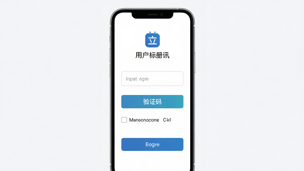 立达标讯新用户注册登录界面展示,主体为竖屏手机屏幕,屏幕内显示手机号输入框和验证码按钮,布局为居中表单排版,风格为简洁清爽风,细节包含软件logo、隐私协议勾选框和登录按钮,画质高清,干净,无多余元素