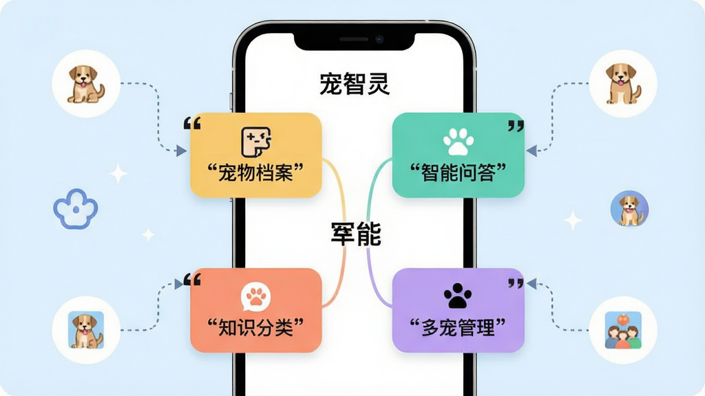 һ��չʾ������APP���幦�ܼܹ�����Ϣͼ�������������ֻ���Ļ����Ļ����˼ά��ͼ��ʽչʾ�������顱���Ĵ�ģ�飺�����ʴ𡢳��ﵵ����֪ʶ���ࡢ��������ÿ��ģ���ò�ͬ��ɫԲ�ǿ�Ƭ��ʾ����Ƭ���м�ͼ�ꡣ�ֻ���Χ���������ӵ�Сͼ�������ͬʹ�ó���������Ϊ�ɾ���ǳ��ɫ�������Ű���������ƽ����ƣ����ּ����ţ����廭�ʣ��޶���װ�Ρ�