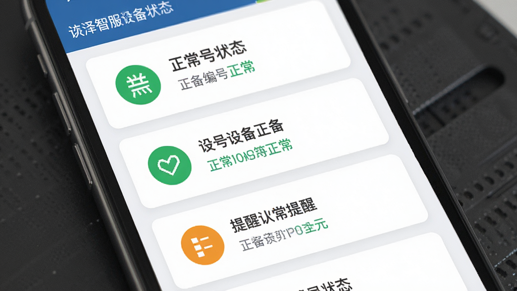 �����Ƿ��豸״̬�鿴����չʾͼ����������Ϊ�ֻ���Ļ��д����Ļ����ʾ��̨�豸��״̬��Ƭ��������ɫ������ʶ���ɫ���ѱ�ʶ������Ϊ�����б��Ű棬���Ϊ��ƽ������磬ϸ�ڰ����豸�����״̬���֣����ʸ��壬�ɾ����޶���Ԫ��