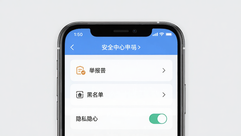 ����APP��ȫ��������˽���ý����ͼ���ʾ��ͼ���������ֻ���Ļ��ʾ��ȫ����ҳ�棬�����ٱ�������������˽���ص�ѡ�����Ϊǳ��ɫ������Ͻ����������ʸɾ����࣬�޶���Ԫ��