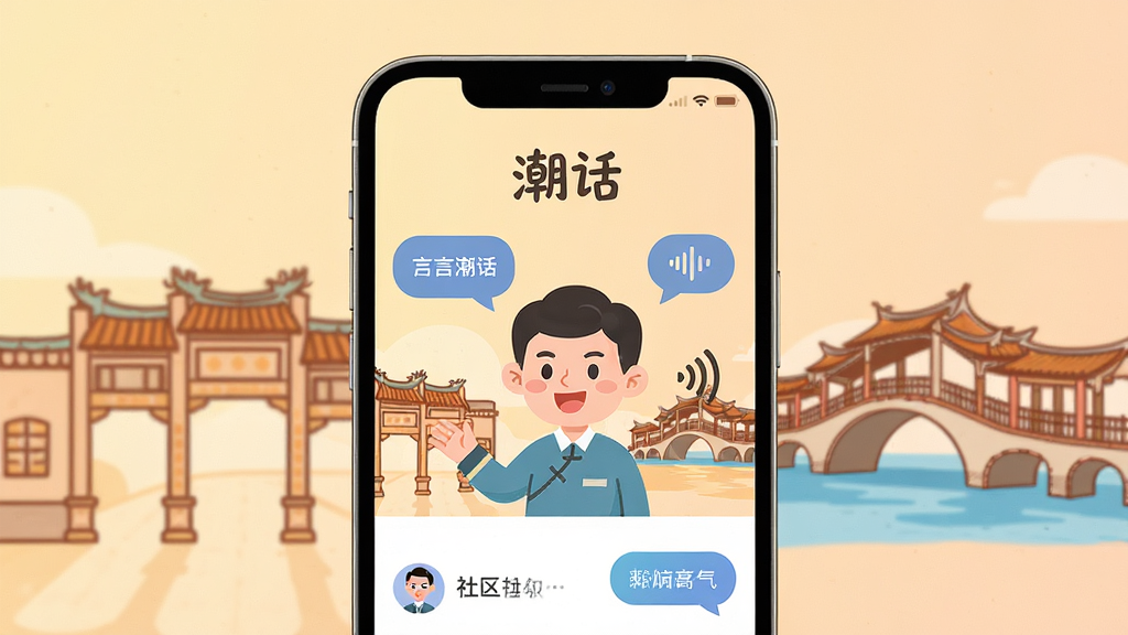 画面中央展示一部智能手机,手机屏幕里显示着一款名为