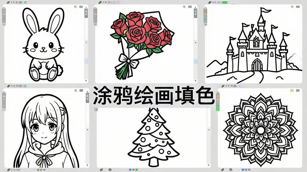 һ��չʾͿѻ�滭��ɫ�����ж����߸�ģ���ͼƬ������������񲼾�չʾ������ͬ������߸�����ͼ��������ͨ���ӡ�õ�廨�����Ǳ��羰��������Ů��ʥ������������ͼ�������Ϊ�ɾ���ˬ��ʸ���߸���ϸ����ÿ���߸�������ϸ���ȡ����������������ʸ��壬����Ϊǳ��ɫ���޶���Ԫ�أ�ͼƬ�����ֱ�ע��Ϳѻ�滭��ɫ����