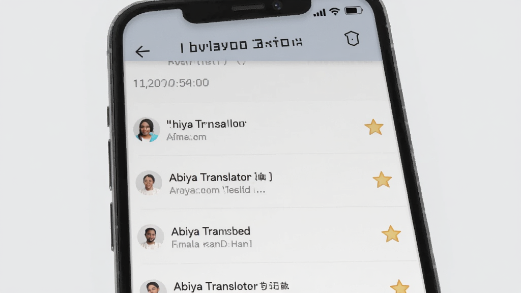 һ��չʾAbiya Translator��ʷ��¼���ղع��ܵĽ����ͼ���ͼƬ���������ֻ���Ļ��ʾ��ʱ�����еķ�����Ŀ�б������м��������Ǳ��ղ�ͼ�꣬����Ϊǳ��ɫ������Ԫ�����������ص�ͻ���б����Ǳ꣬���Ϊ�ִ��ƶ�Ӧ��UI��ƣ�ɫ����ͣ��޶���Ԫ�أ�����ɾ���