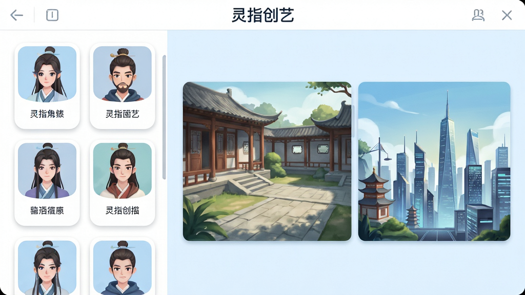 ����չʾһ����������̨���棬����ǽ�ɫ��Ƭ�б���ÿ����Ƭ���в�ͬ������ͷ������ֱ�ǩ���Ҳ��ǳ���Ԥ�����ڣ���������ʾ�ŷ�ͥԺ���ִ��������ֳ�������ͼ�����涥���С���ָ���ա����������ֲ������ҷ�������ɫ��Ƭ���󣬳���Ԥ�����ҡ����Ϊ���UI�廭�磬ɫ���԰�ɫ��ǳ��ɫΪ����ϸ���Ͻ�ɫ��Ƭ��Բ�ǣ���������ͼ�й�Ӱ��Ρ������������ɾ����޶���Ԫ�ء�