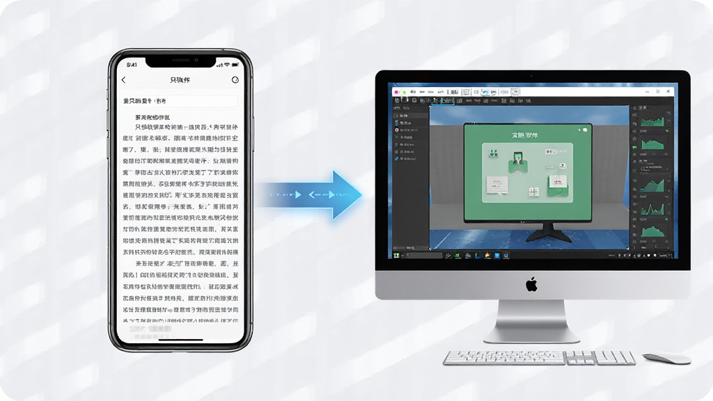 一张展示只盼软件在手机和电脑模拟器上同时运行的对比图,左侧手机显示阅读界面,右侧电脑屏幕显示模拟器窗口,画面布局左右对称,风格科技感十足,细节包括手机和电脑之间的数据同步箭头,画质高清,干净,无多余元素