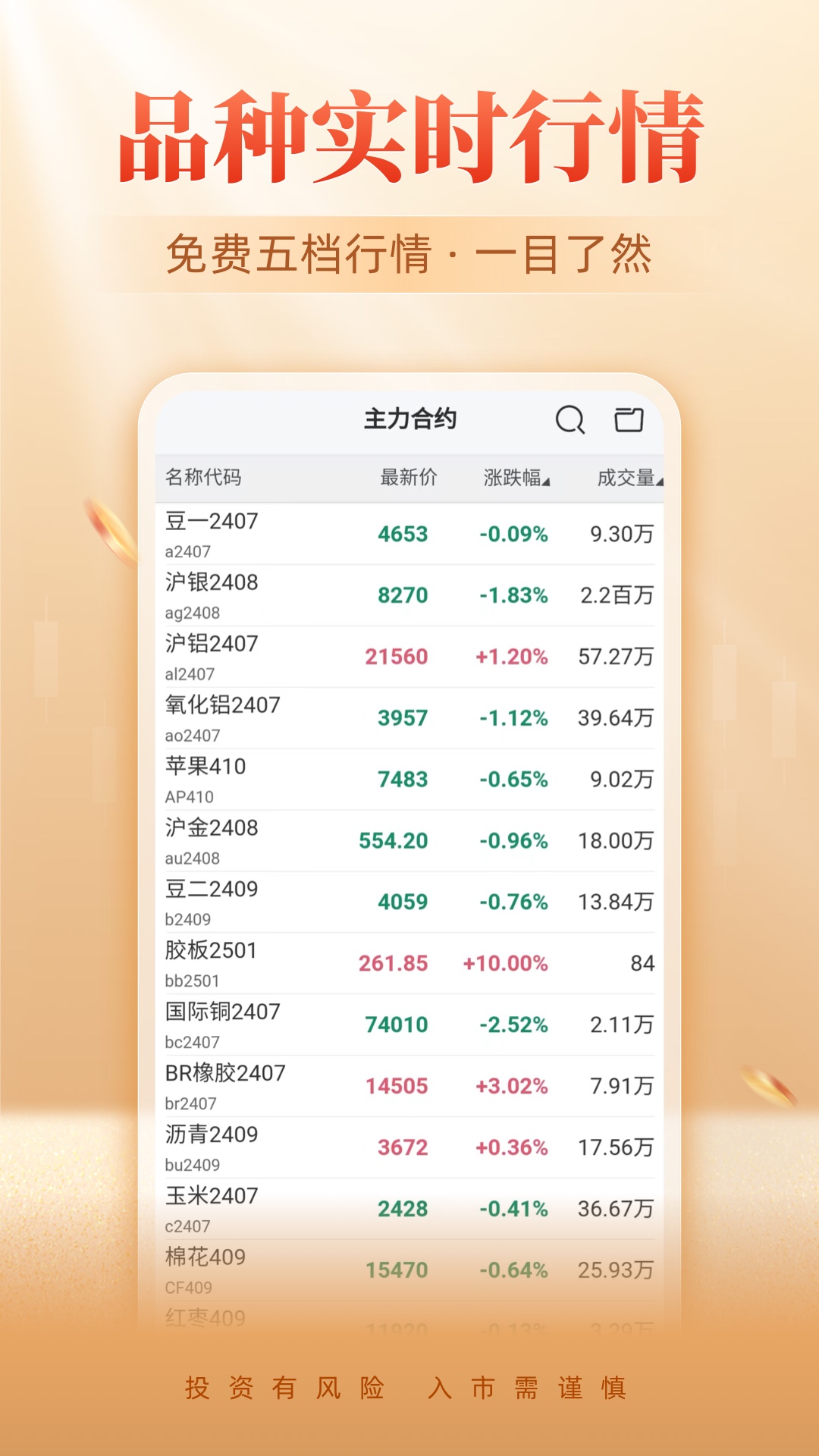 金瑞期货 安卓版 手机交易界面