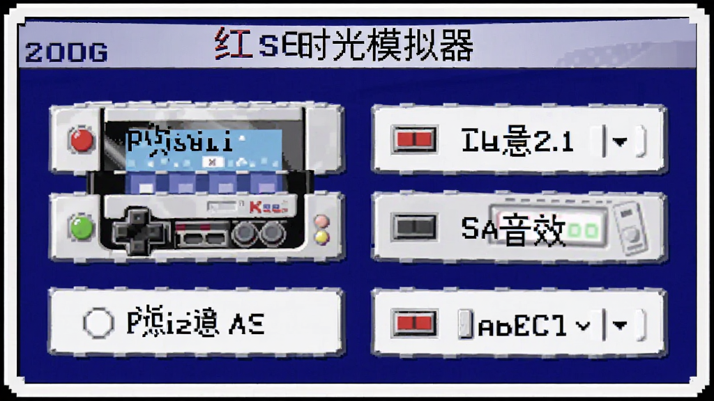 红白机时光模拟器设置菜单界面,展示画面滤镜与音效选项,界面风格复古,选项排列整齐,背景为深蓝色,画质清晰,干净无多余元素