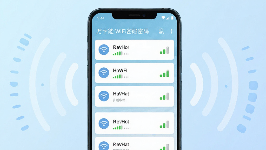 һ��չʾ��׿�ֻ���Ļ��ͼƬ����Ļ������ʾ����WiFi�������������棬���������������Ŷ��WiFi�ȵ��������ź�ǿ��ͼ�꣬����Ϊ����ɫ���䣬�ֻ���Χ�����ż��������źŲ���ͼ�Σ���������ˬ�ִ������������ɾ����޶���Ԫ��