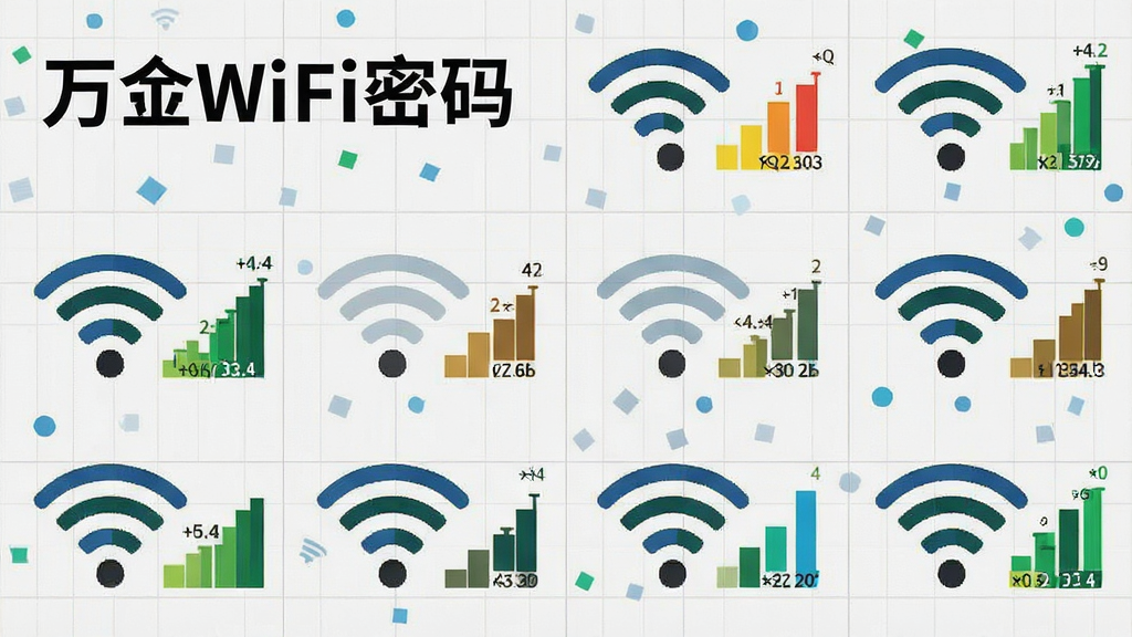 һ����Ϣͼ������ͼƬ��������չʾ���WiFi�ź�ͼ�꣬ÿ��ͼ���Ա��в�ͬ���ȵ��ź�ǿ������Ƶ�α�ע������Ϊǳ��ɫ��������WiFi��������λ�����Ͻǣ������Ű����룬ɫ�ʶԱ����������ʸɾ����޶���Ԫ��