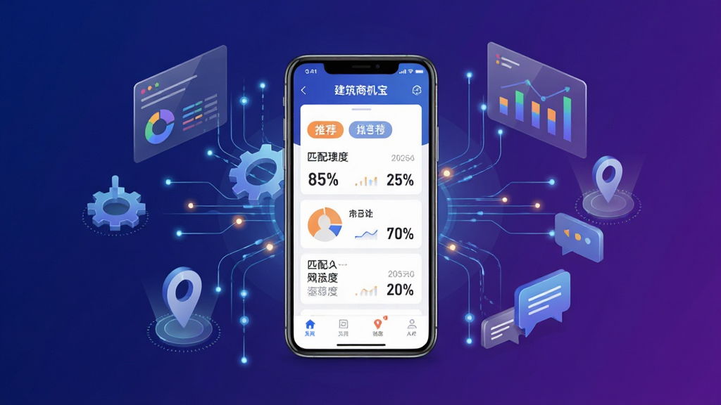 �����̻��������Ƽ�����չʾ����������һ���ֻ���ʾ�����̻���APP���Ƽ�ҳ�棬ҳ�������Ƽ���ǩ��ƥ��Ȱٷֱȣ��ֻ����ܻ��Ƴ��֡�����ͼ������λͼ�����Ϣ���ݣ�����Ϊ����ɫ����ɫ�Ľ��䣬���ֲ������ķ���ʽ��ͼ�����Ϊ�Ƽ������ݿ��ӻ���ϸ�ڰ���������������������ڵ�Ͱ�͸����壬�����������ɾ����䣬�޶���Ԫ��