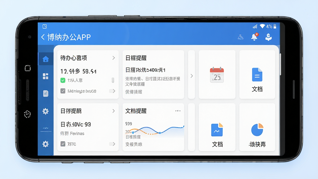 һ��չʾ���ɰ칫APP��������ֻ�����ͼ������������һ����׿�ֻ�����Ļ��ʾ���ɰ칫APP����ҳ�Ǳ��̣������������Ƭ���ճ����Ѻ��ĵ������ڣ�����Ϊ�ɾ��ĵ���ɫ���䣬������ִ���ϸ�����������ʸ��壬�޶���Ԫ��