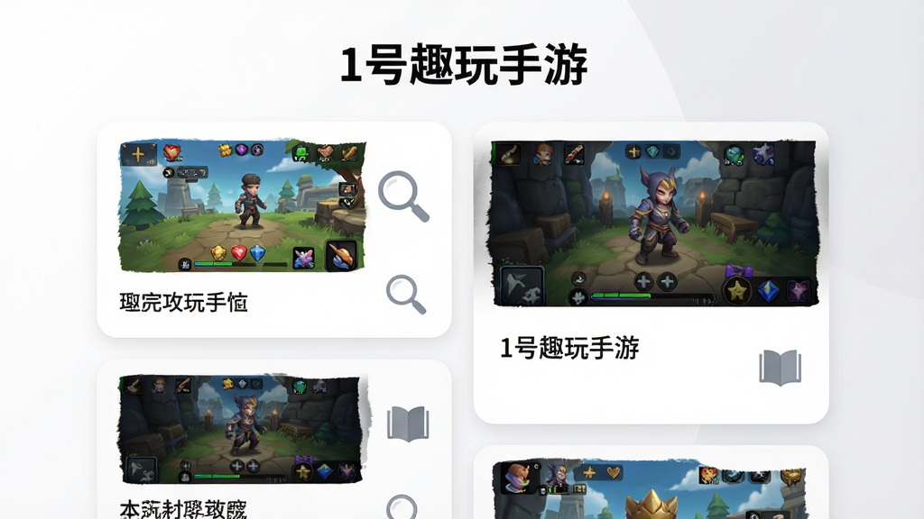 һ��������Ϣ��ҳ�棬����д�š�1��Ȥ�����Ρ���ҳ���������Ŷ�����Ϸ���Կ�Ƭ����Ƭ������Ϸ��ͼ�����ֱ��⣬�Ա��зŴ󾵺��鱾ͼ�꣬����Ϊ��ɫ��ǳ��ɫ���䣬������¼�࣬���ʸ��壬�޶���Ԫ��