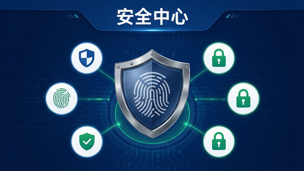 ��������Ϊ��ɽ�����С�App�İ�ȫ����ҳ�棬չʾ����ͼ�ꡢָ��ʶ��ͼ������������Ԫ�أ����ֲ������ķ���ʽ�����ƾ��У���Χ���ư�ȫ����ͼ�ꣻ�Ű��࣬�Ϸ��С���ȫ���ġ����⣻���Ϊ�Ƽ���ȫ�磬��ɫ����������ɫ����ɫΪ����ϸ���϶����н����ʸУ�ָ��ͼ��������������ϸ΢�ĵ�·���������ʸ��壬�ɾ��޶���Ԫ�ء�