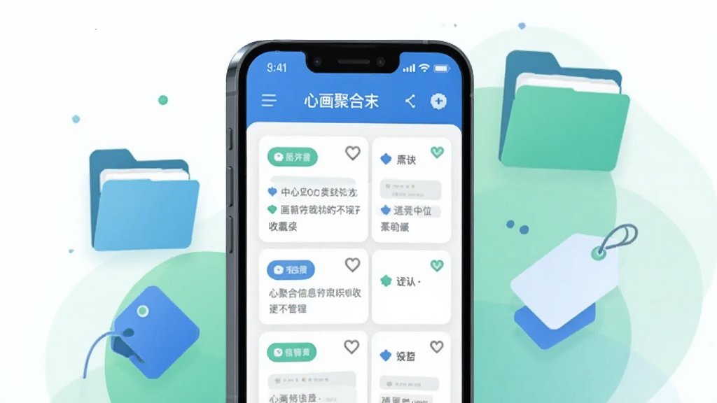 һ��չʾ�Ļ��ۺ���Ϣ�ղع������ܵĲ廭����������һ���ֻ���Ļ����Ļ����ʾ���Ļ��ۺ���Ϣ���ղؼн��棬�������ж�����б�ǩ����Ϣ��Ƭ����Ƭ���������ղ�ͼ�꣬�ֻ��Ա�Ư�����ļ��кͱ�ǩͼ�꣬���������¼�࣬��ɫ��������Ϊ������������������ɾ�����