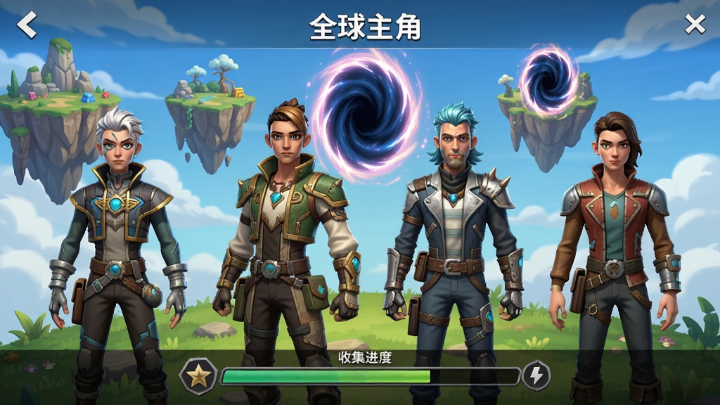 ����չʾ��ȫ�����ǡ���Ϸ�еĻ���ռ����棬��λ��ͬ���Ľ�ɫ����վ����������Ư���ĵ���ʹ����ţ������·����ռ���������������������ϸ�����������ʸɾ����޶���Ԫ��