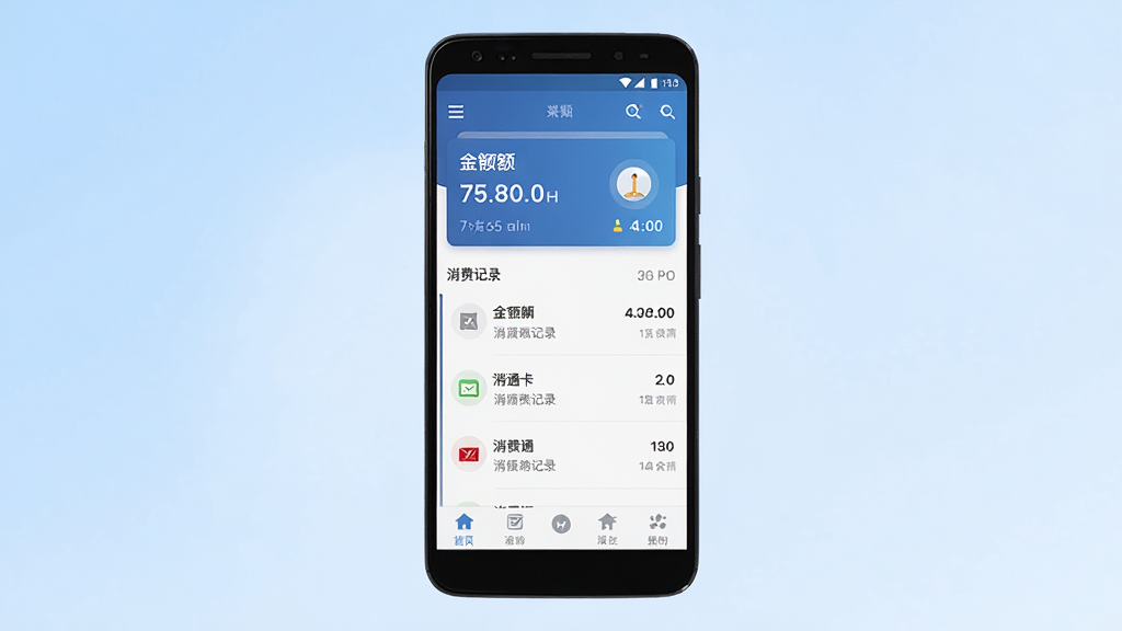 ��ͨ��App������չʾͼ������������һ����׿�ֻ�����Ļ��ʾ��ͨ��App��ҳ��������Ƭ�����Ѽ�¼�б��͵ײ�������������Ϊǳ��ɫ���䣬���������ϸ�����������ʸɾ����޶���Ԫ��