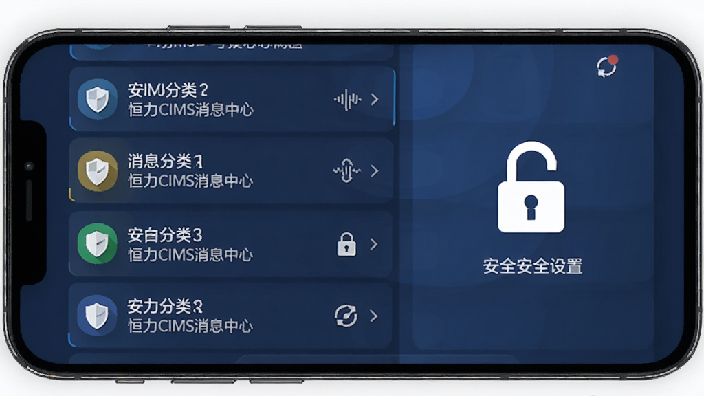 ����CIMS��Ϣ�����밲ȫ���ý��棬����Ϊ�ֻ���Ļ��ʾ��Ϣ�����б��밲ȫ��ͼ�꣬�������Ϊ��Ϣ�б��Ҳ�Ϊ��ȫ������ڣ��Ű��࣬���Ϊ��ȫ����磬ϸ���ϴ��ж���ͼ������ܱ�ʶ�����ʸ��壬�ɾ����޶���Ԫ��