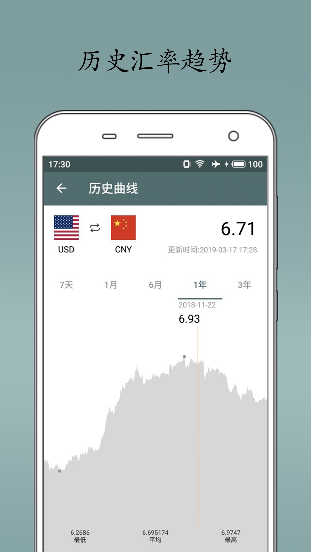 即刻汇率 安卓版 主界面截图
